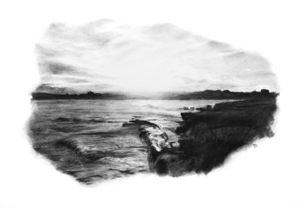 Пейзаж угольным карандашом