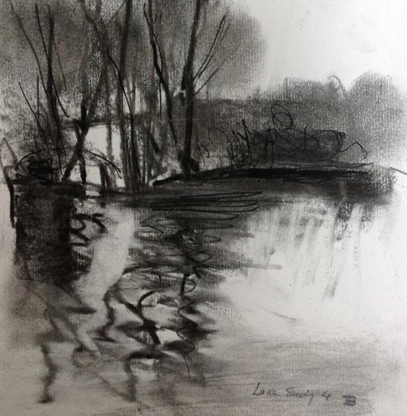 Сухая кисть пейзаж