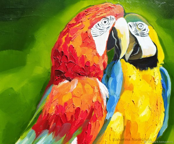Попугай картина акрилом