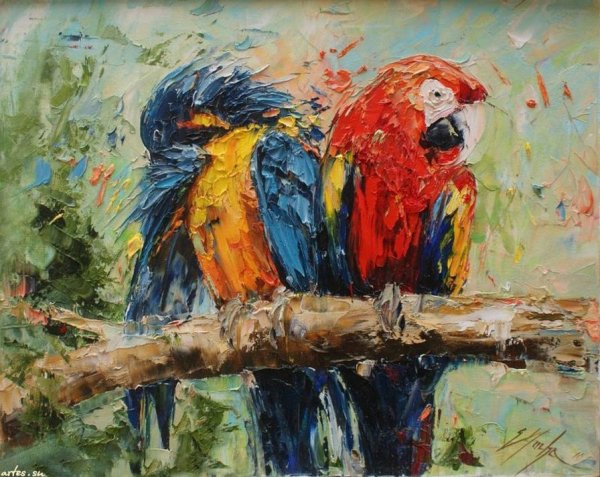 Попугай живопись