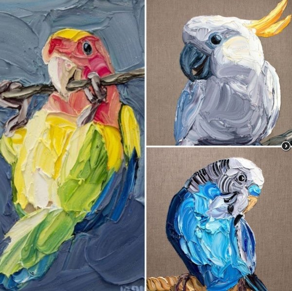 Попугай маслом мастихином