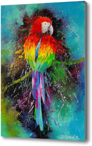 Попугай картина акрилом