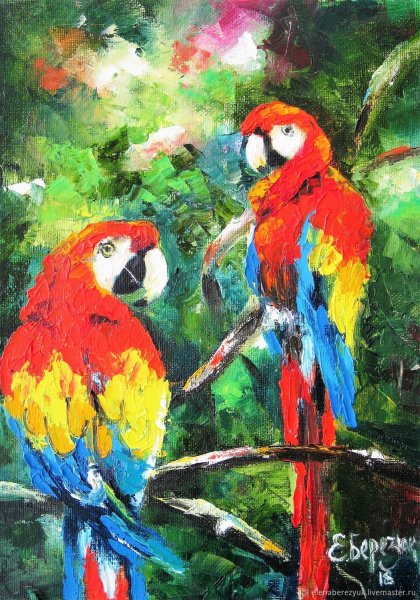 Холст. Попугай
