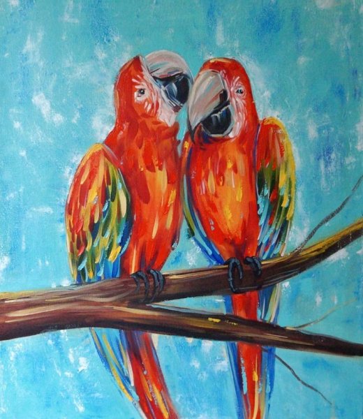 Попугай гуашью