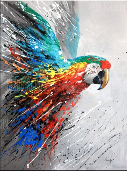 Попугай акрилом на холсте