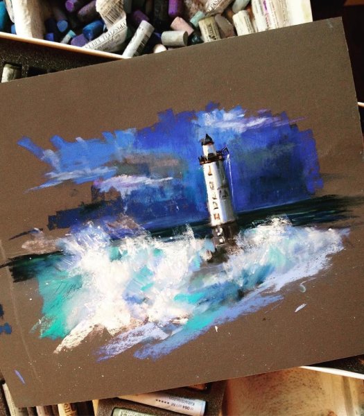 Масляная пастель на крафт бумаге