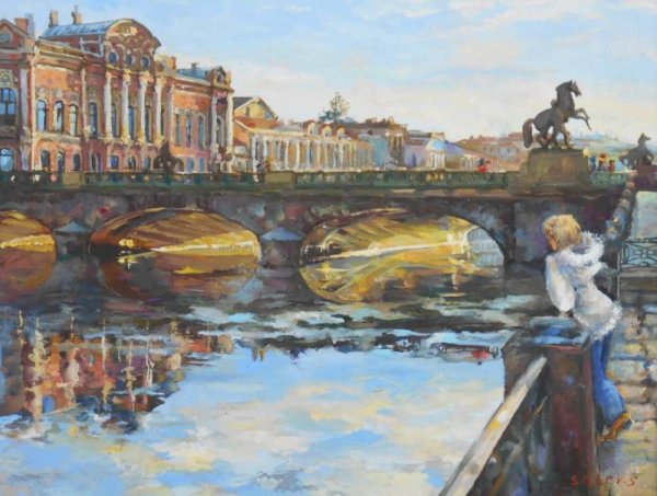 Картина Фонтанка Питера маслом