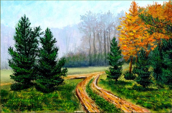 Летний пейзаж с елками