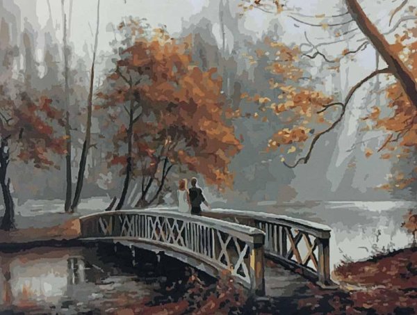 Осенний пейзаж с мостиком