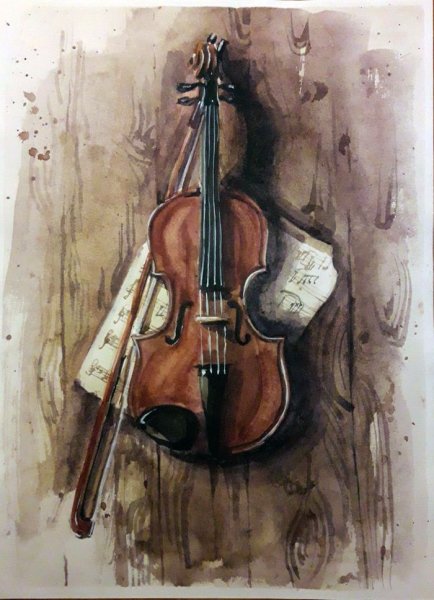 Скрипка акварель