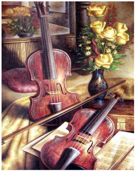 Пейзаж с музыкальным инструментом