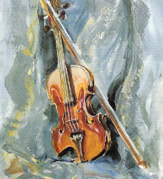 Натюрморт со скрипкой акварель