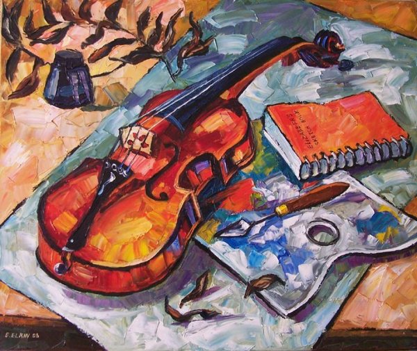 Натюрморт со скрипкой живопись