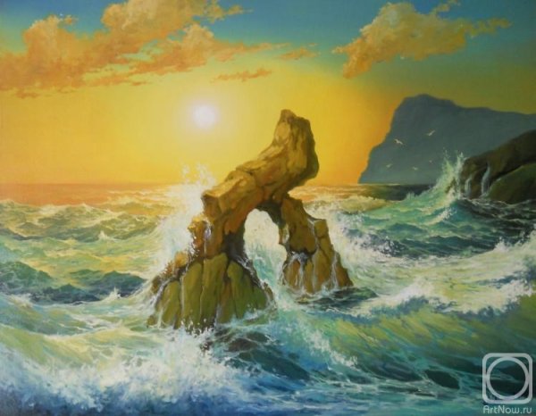 Море и скалы маслом