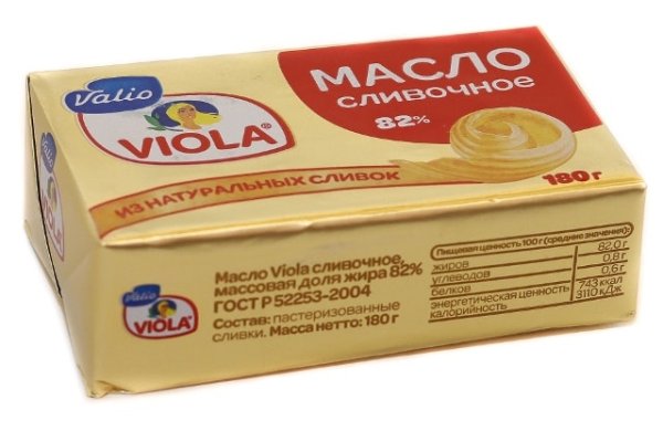 Виола масло сладкосливочное 82% 180г