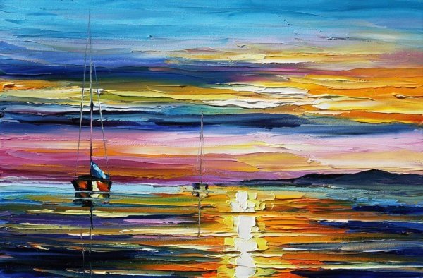 Море мастихином акрилом
