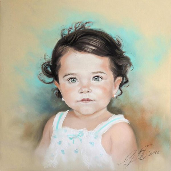 Портрет пастелью детей Bogra