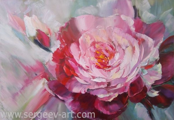 Пионы мастихином акрилом