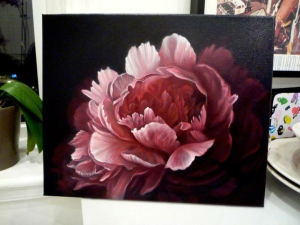 Пионы акрилом на холсте