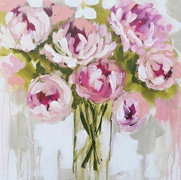 Пионы маслом мазками