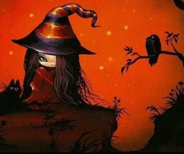 Ведьма рисунок карандашом