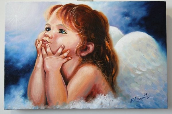 Ангелочки живопись маслом