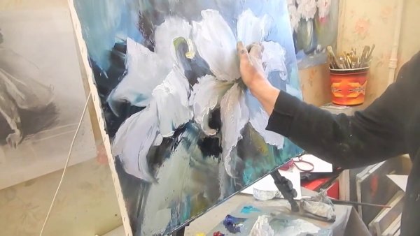 Цветы мастихином маслом мастер класс Игоря Сахарова