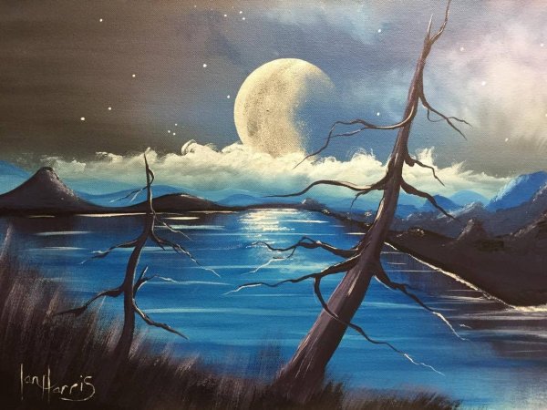 Лунный пейзаж акрилом