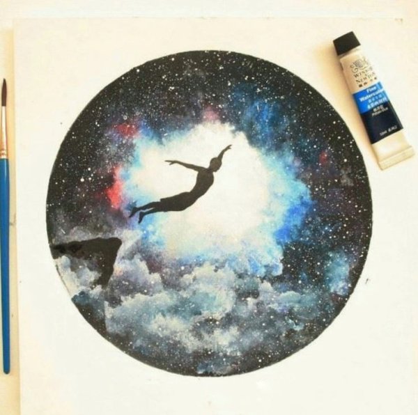 Космос в кругу акварелью