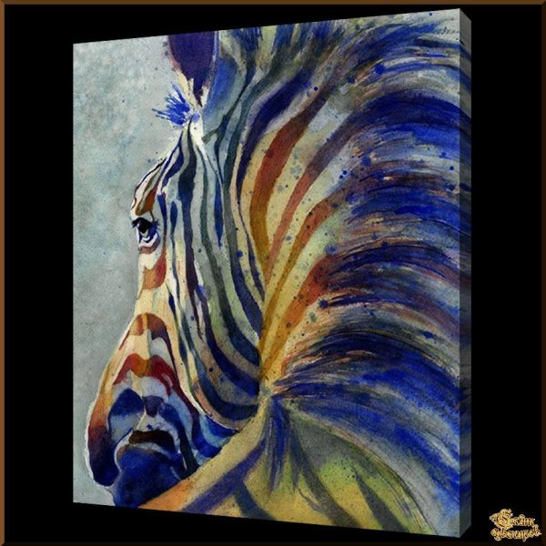 Рисование акварелью на холсте Зебра