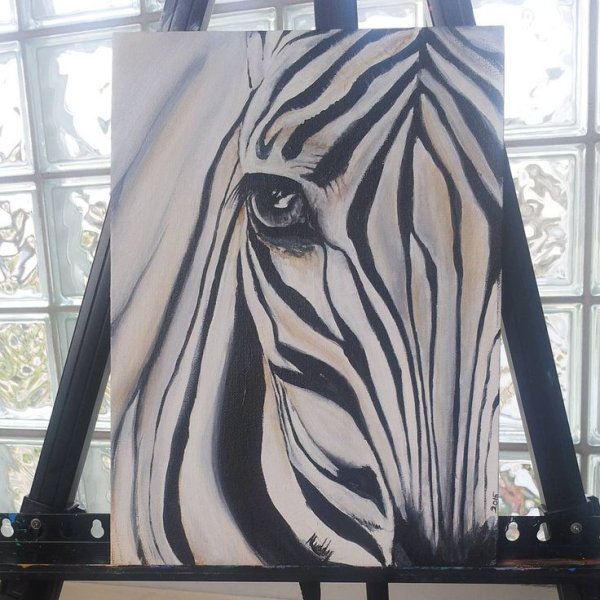 Зебра акрилом на холсте