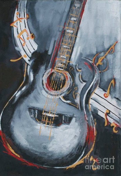 Картина акрилом гитара