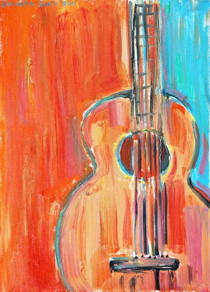 Гитара живопись масло