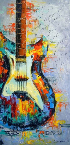 Гитара картина маслом