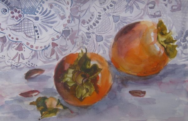 Хурма акварелью Этюд