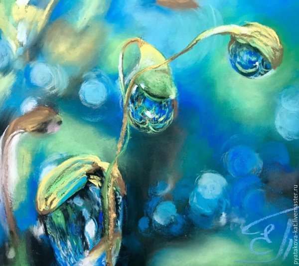 Капля воды пастелью