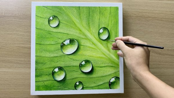 Нарисовать каплю воды акрилом