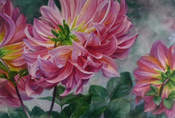 Георгины акрилом