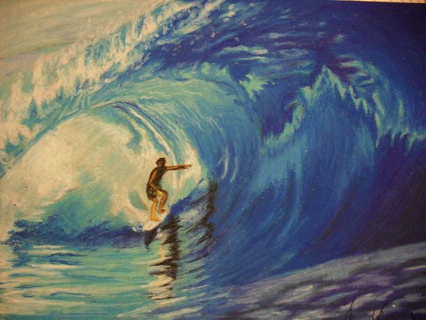Серфингист маслом