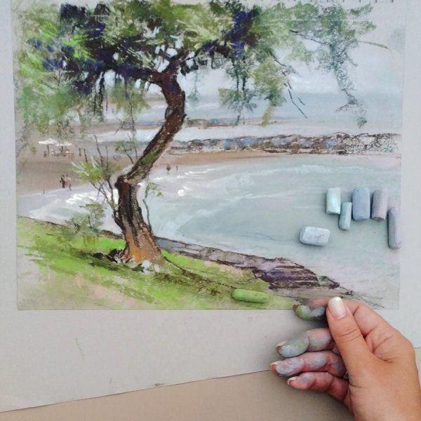 Деревья пастелью таткина