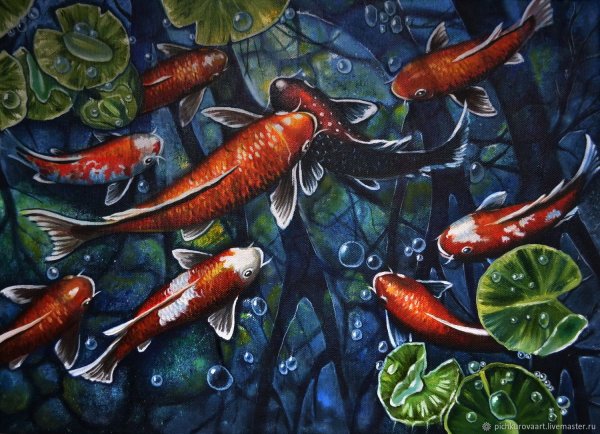 Карпы кои акрилом
