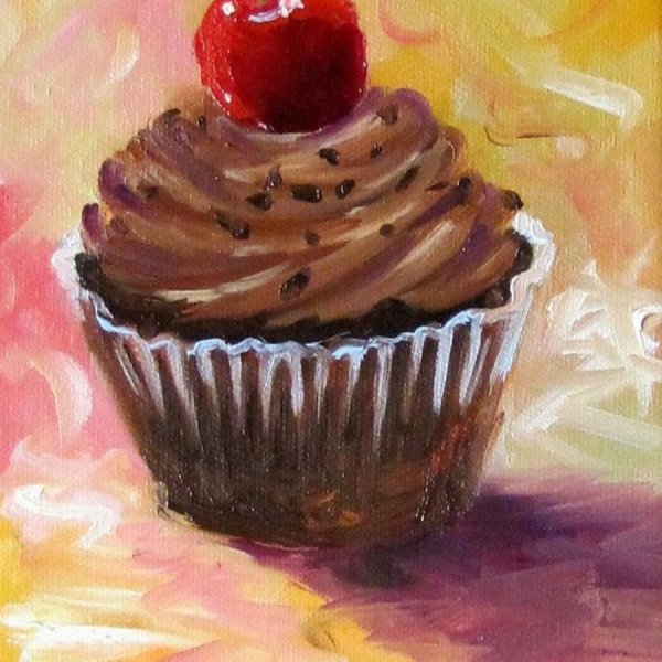 Кекс акварелью для начинающих