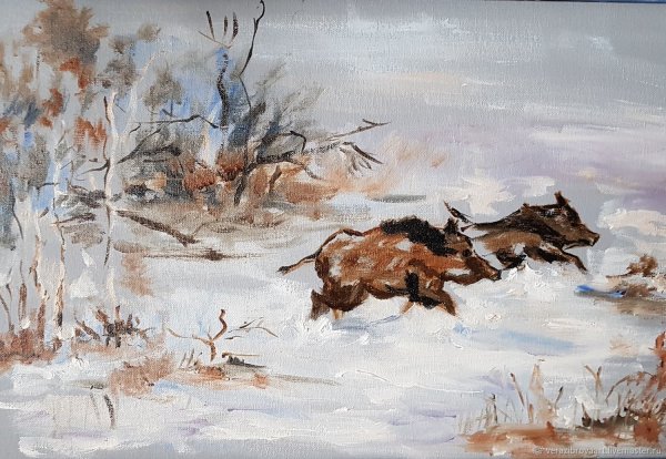 Картины маслом охота