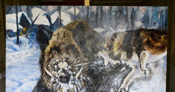 Живопись охота на волка