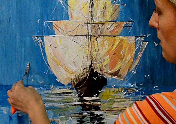 Парусник мастихином картина