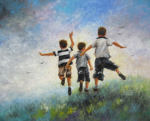Бегущие дети живопись