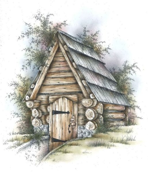 Изба акварелью