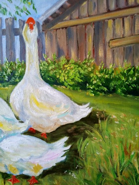 Деревня гуси живопись