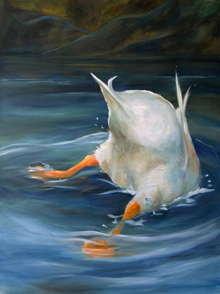 Гусь акварелью живопись