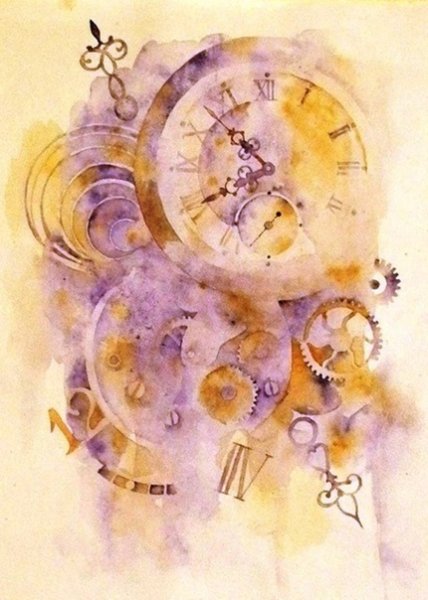 Песочные часы акварель